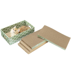 MECOOL cat scratching board with two wave boards offers durable play and furniture protection
