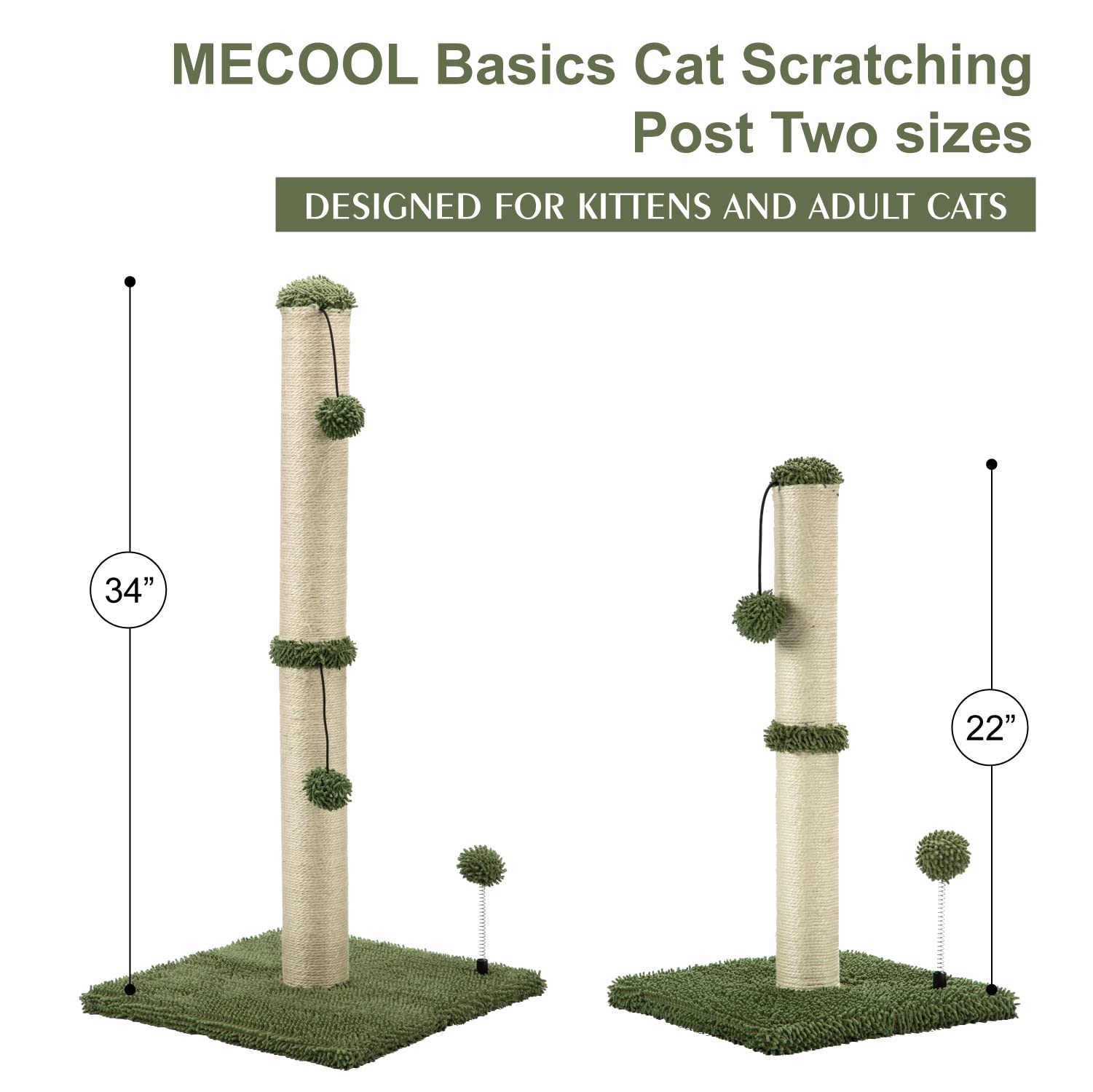 MECOOL cat scratching post blends with neutral decor to fit any room.