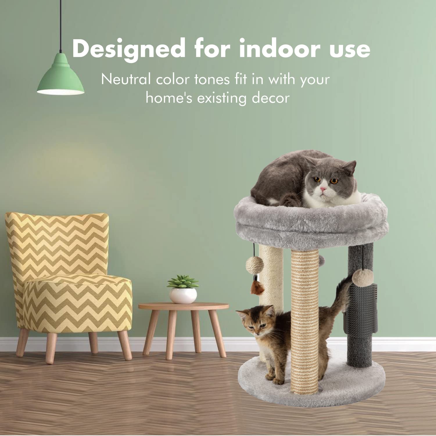 Nest-like MECOOL bed integrated in cat tree for secure resting