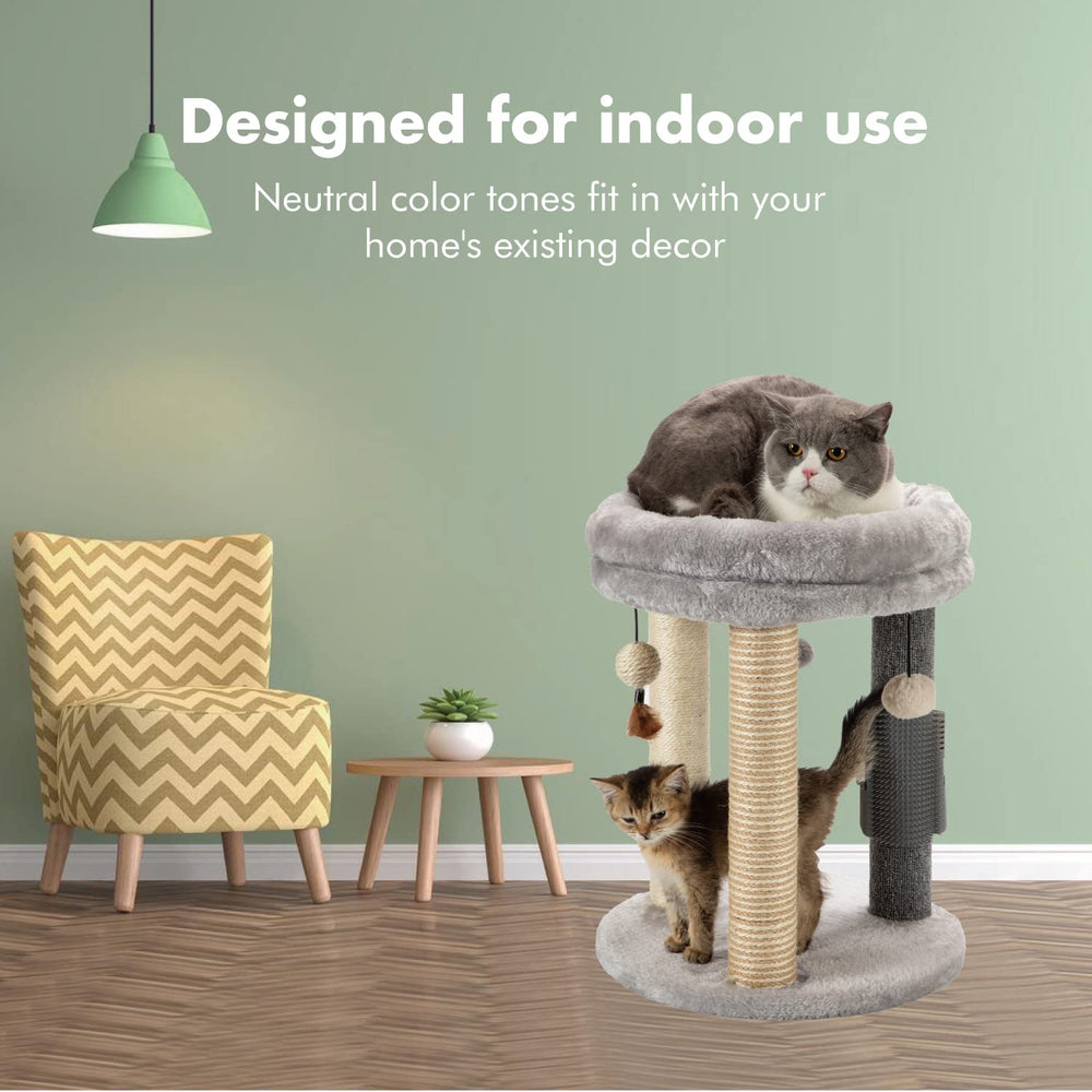 Nest-like MECOOL bed integrated in cat tree for secure resting