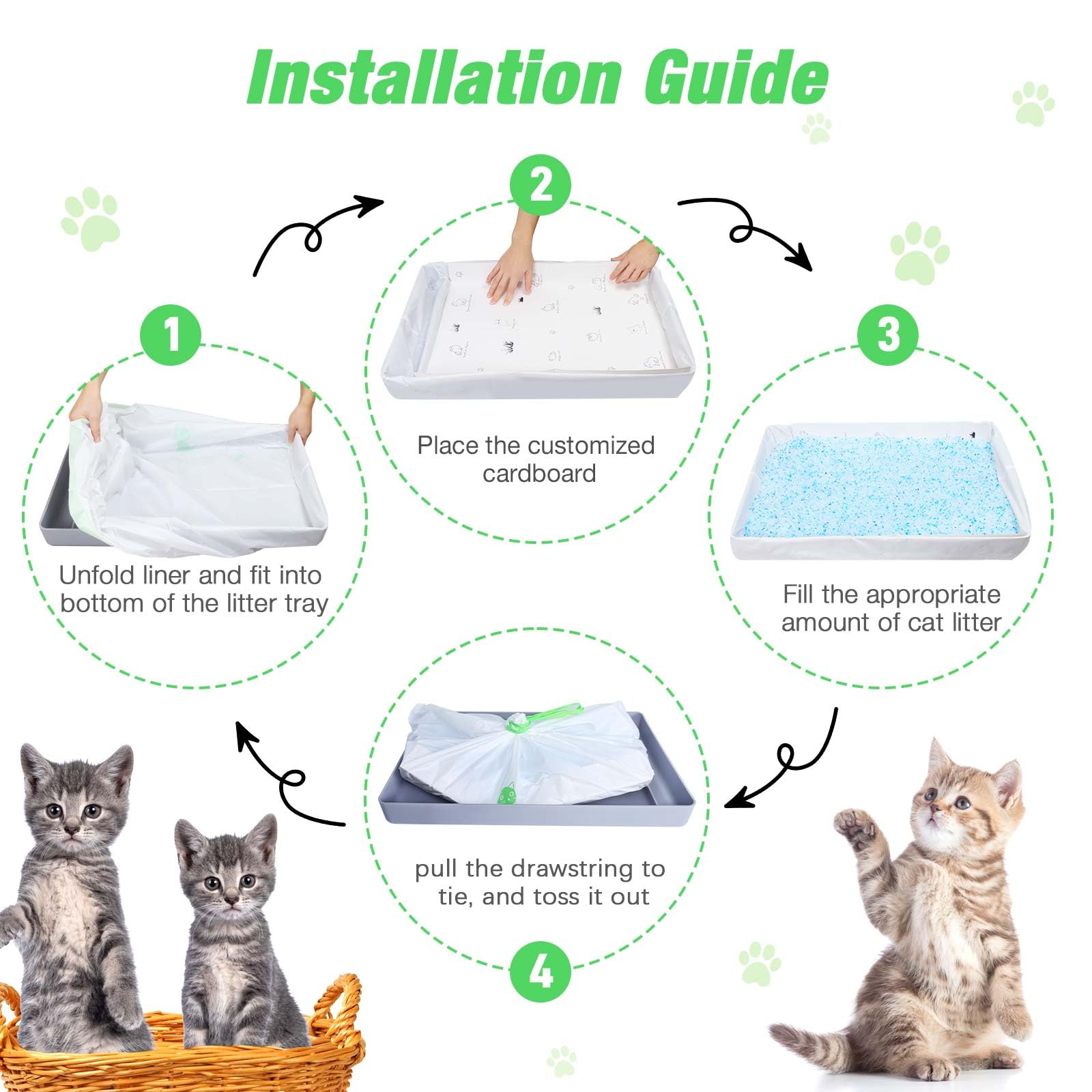 MED litter box liner 20-pack with cardboard inserts supports weeks of use