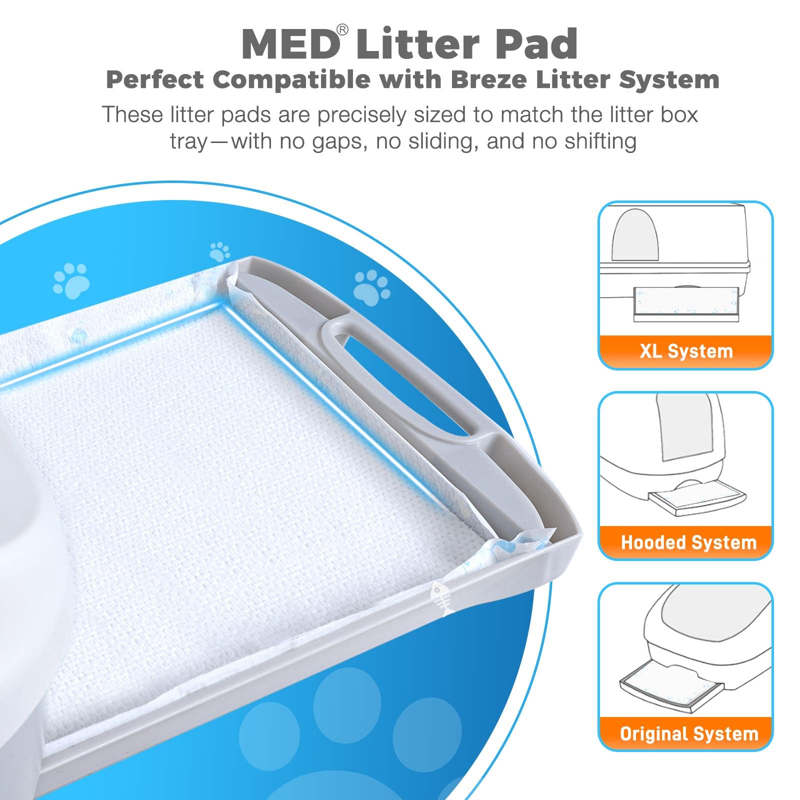 MED litter pads absorb quickly to reduce mess and odor in busy households.