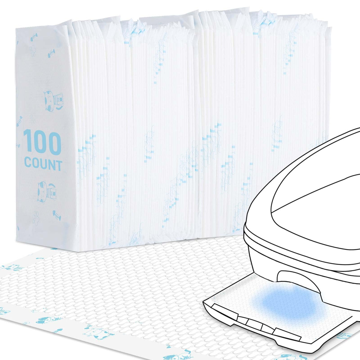 MED litter pads fit Breez system trays with a snug edge to prevent leaks.