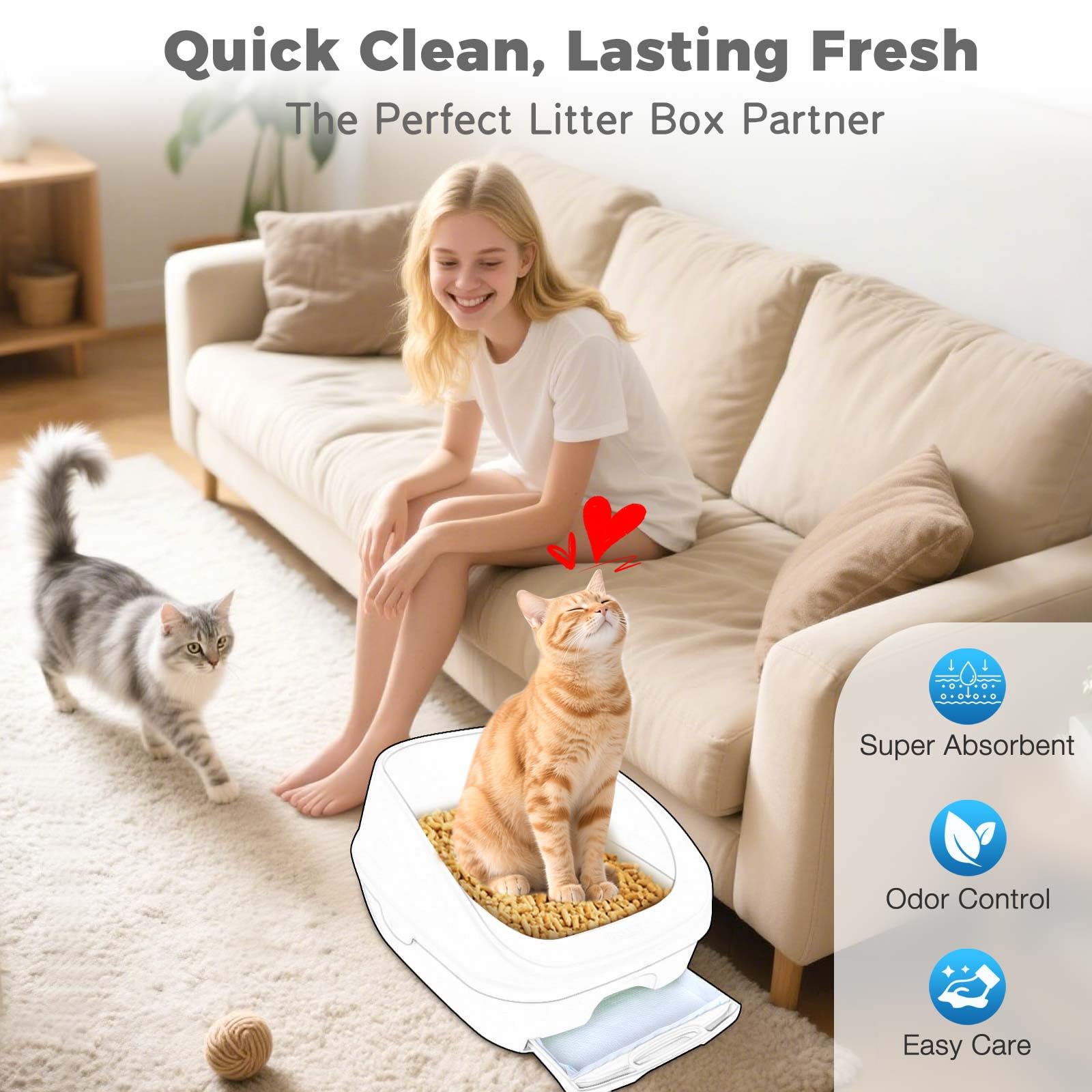 MED litter pads 16.9 x 11.7 inches provide a steady surface.