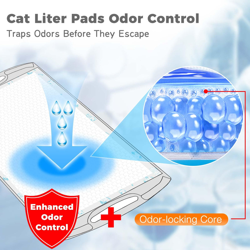 MED litter pads feature odor-lock layer for fresher rooms between changes.