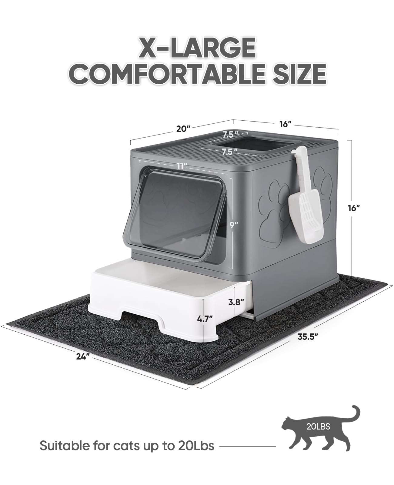 Medario cat litter box foldable-design shows portable storage.