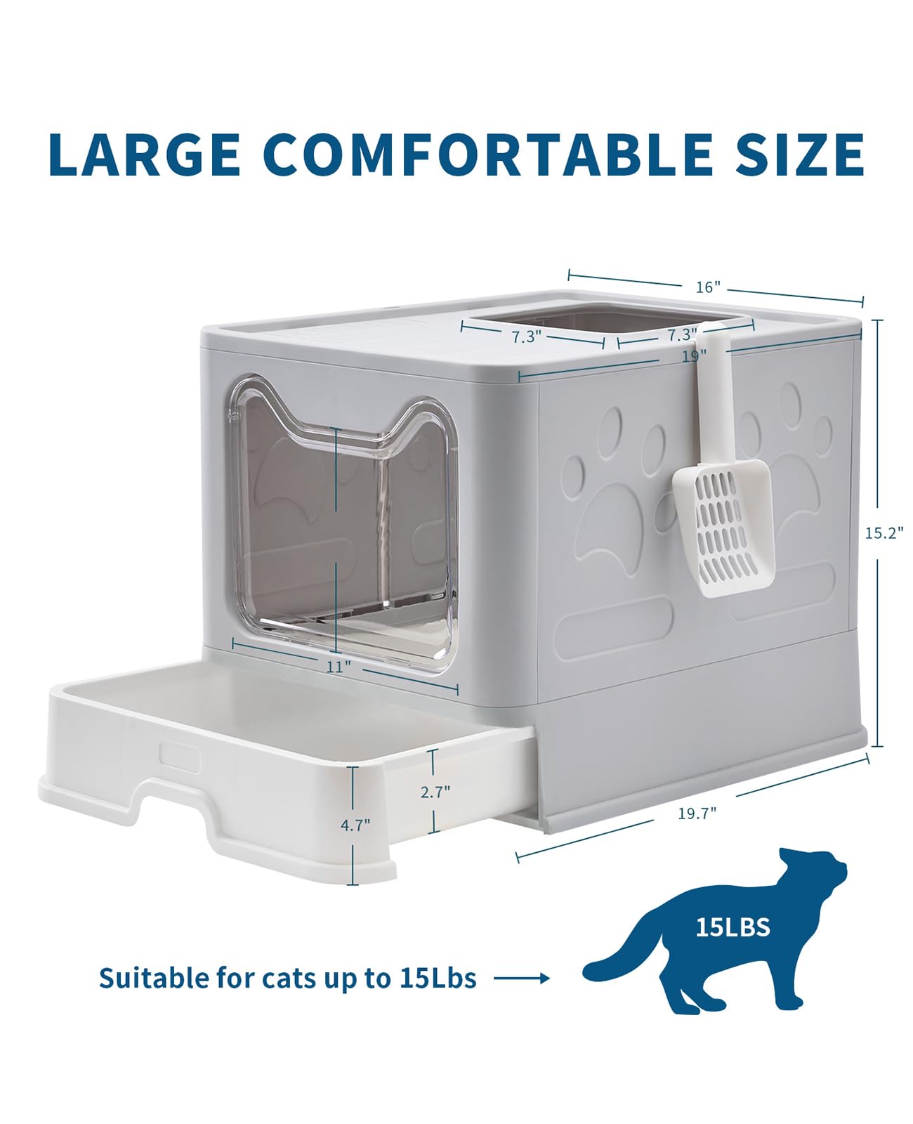 Medario foldable setup demonstrates portable, space-saving litter solution.