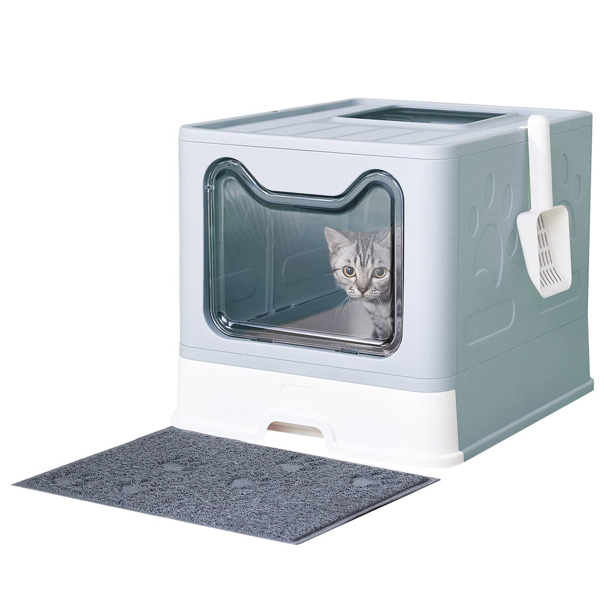 Medario cat litter box foldable setup demonstrates space-saving portability.