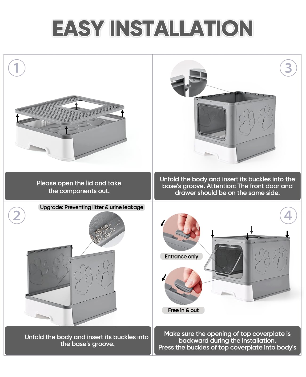 Medario cat litter box lid-privacy demonstrates enclosed lid for privacy.
