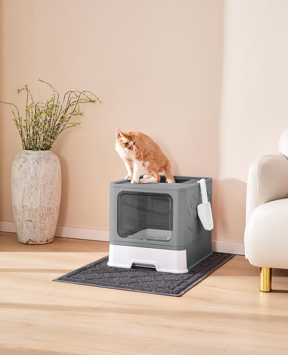 Medario cat litter box odor-control illustrates odor containment features.