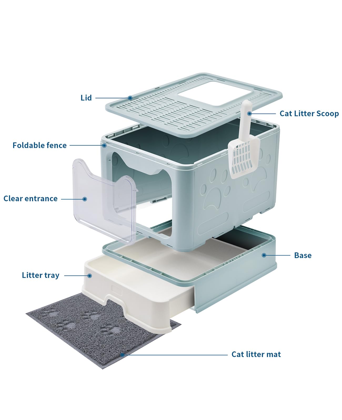 Medario cat litter box pull-out drawer enables quick cleaning.