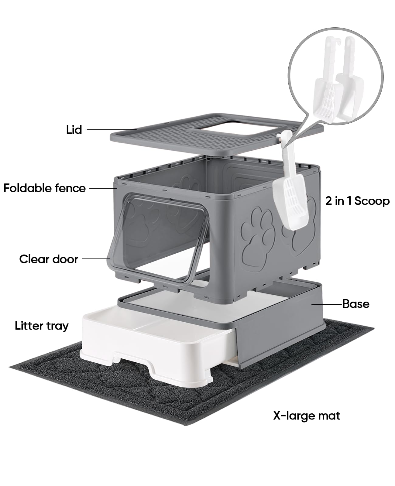 Medario cat litter box spacious-inside reveals large interior for movement.