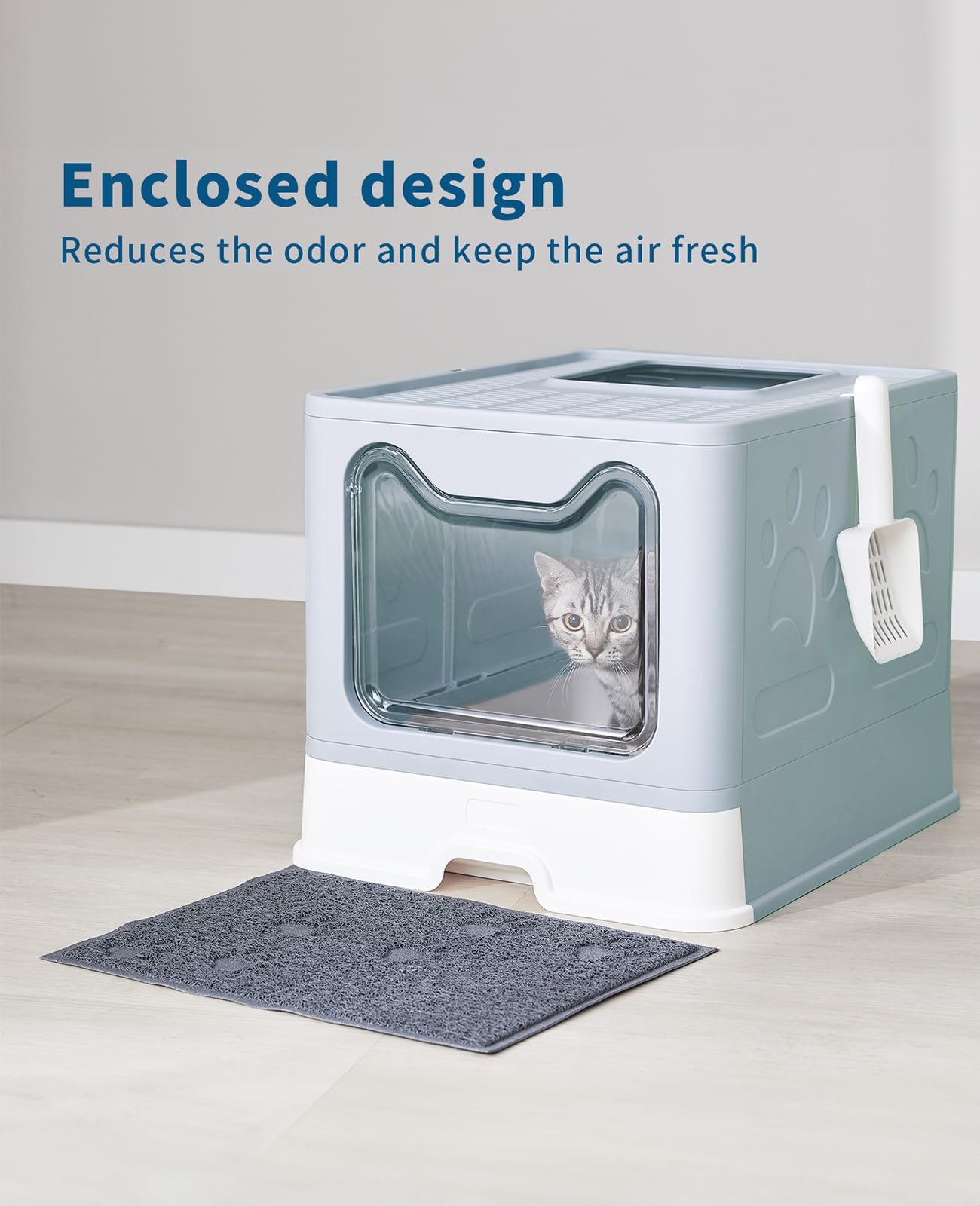 Medario cat litter box spacious interior supports easy entry.