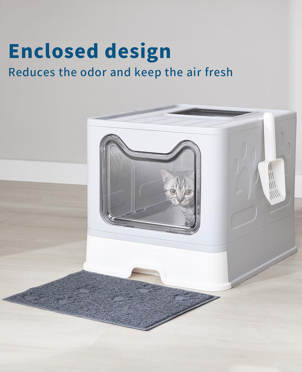 Medario travel-ready litter box with lid enables on-the-go use.