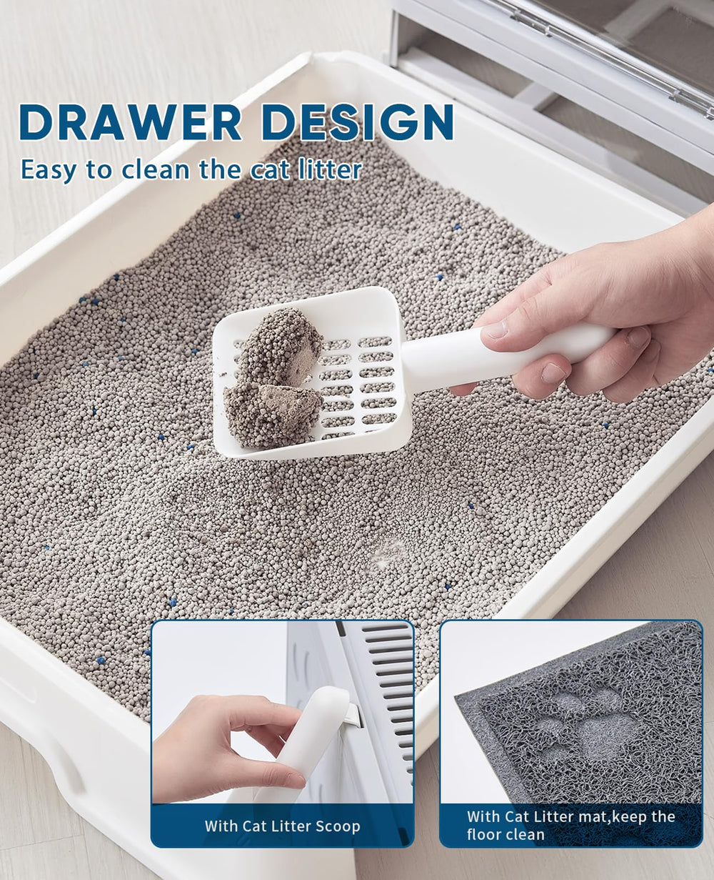 Medario litter mat with non-slip back catches spills near feeding area.