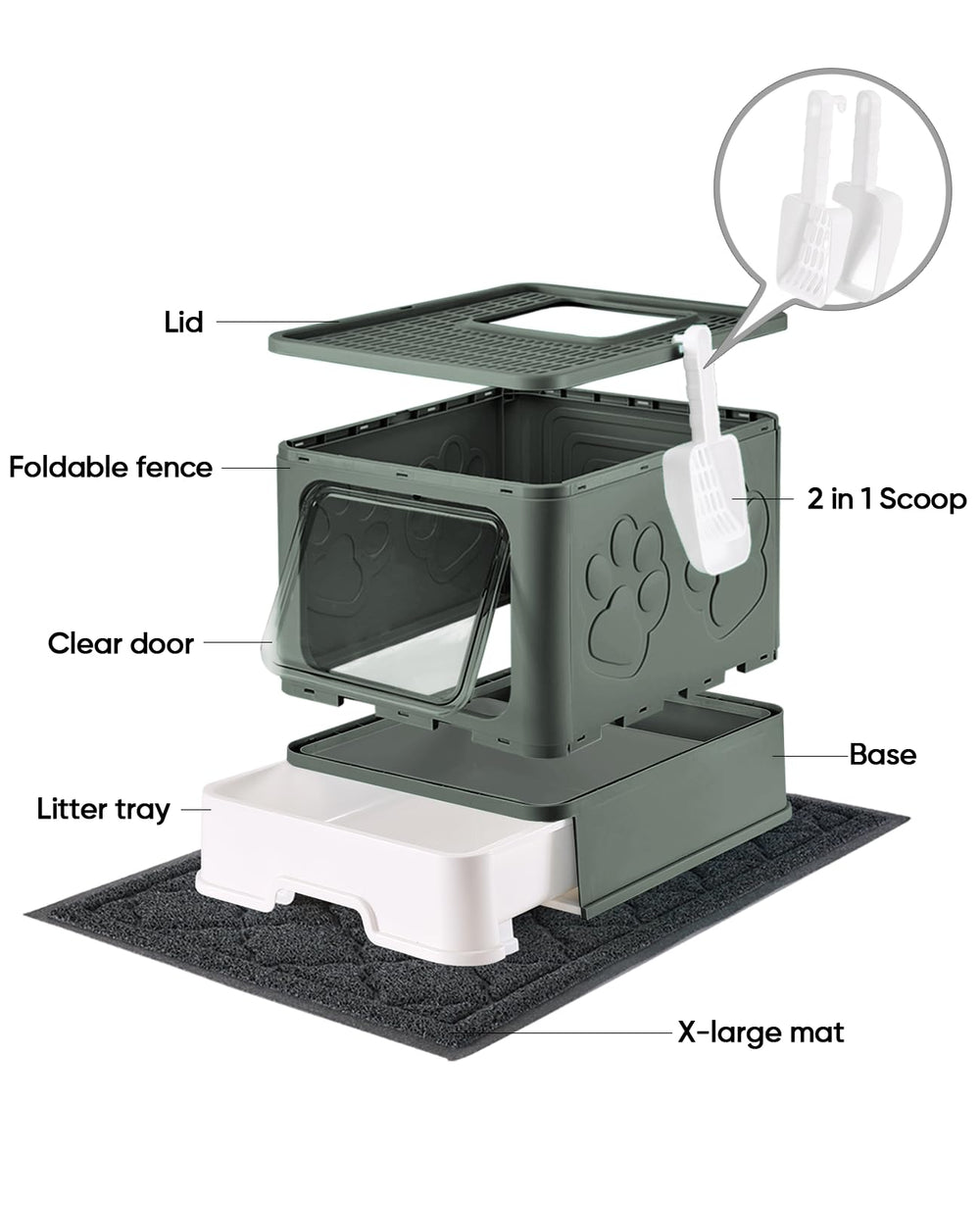 Medario foldable cat litter box offers portable, space-saving design.