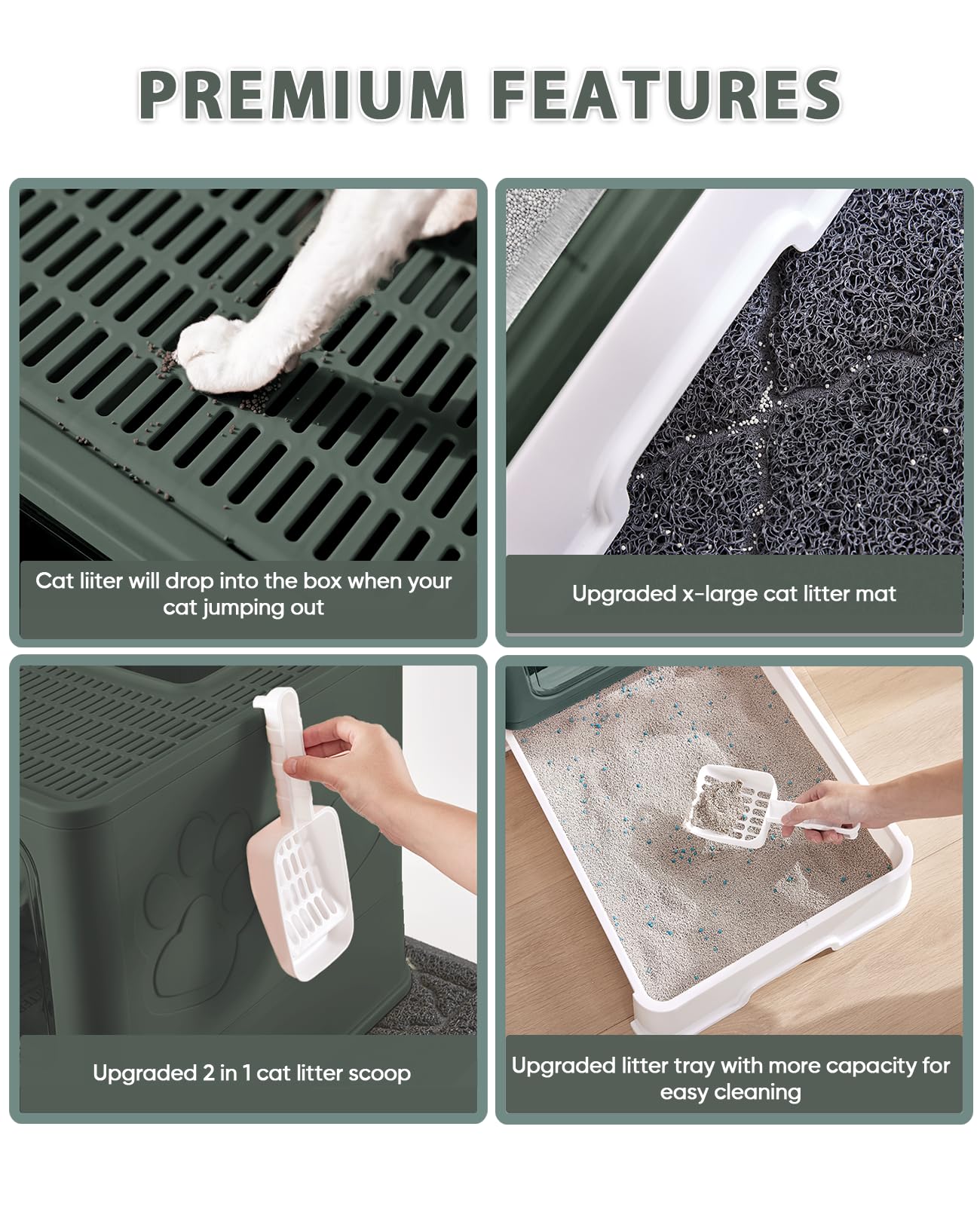 Medario spacious interior provides easy entry and turning for cats.