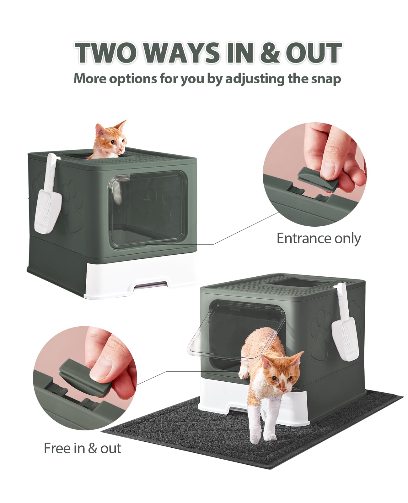 Medario XL litter mat in PVC traps spills for a cleaner floor.