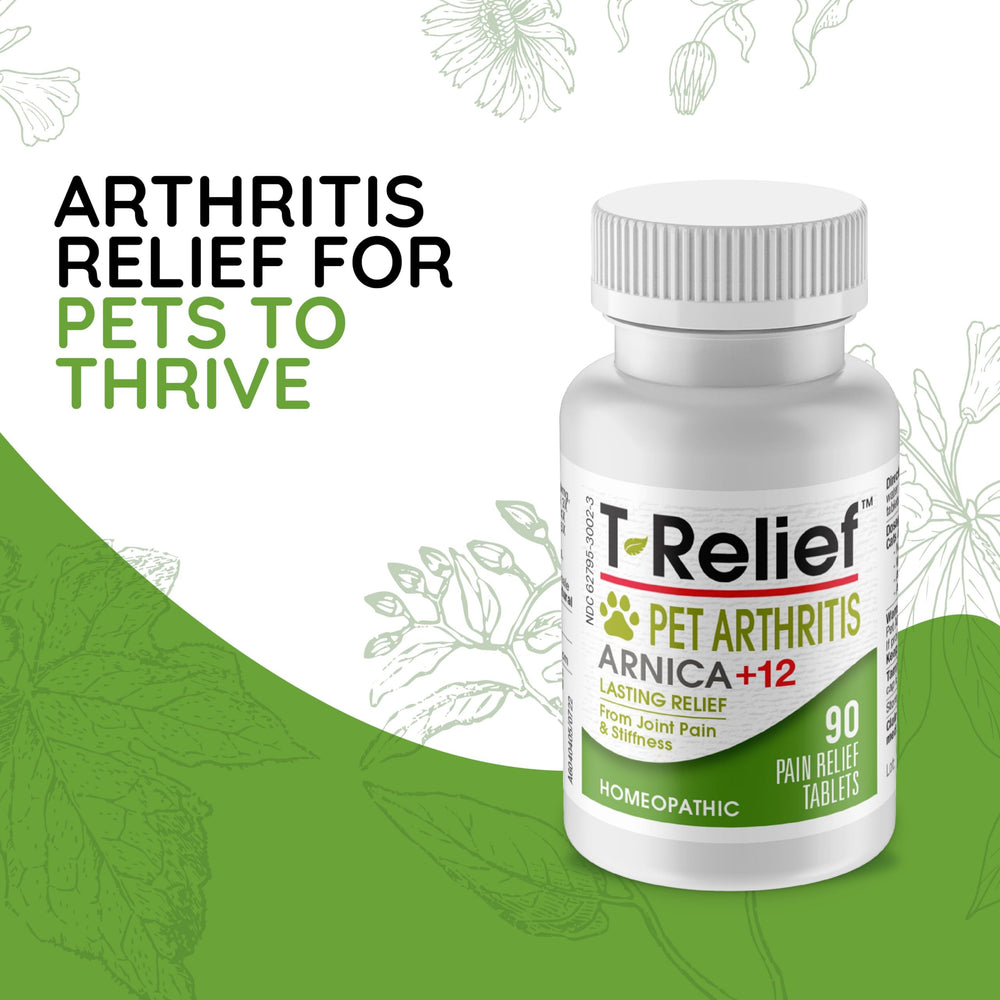 MediNatura T-Relief label details featuring Arnica and 12 plant extracts.