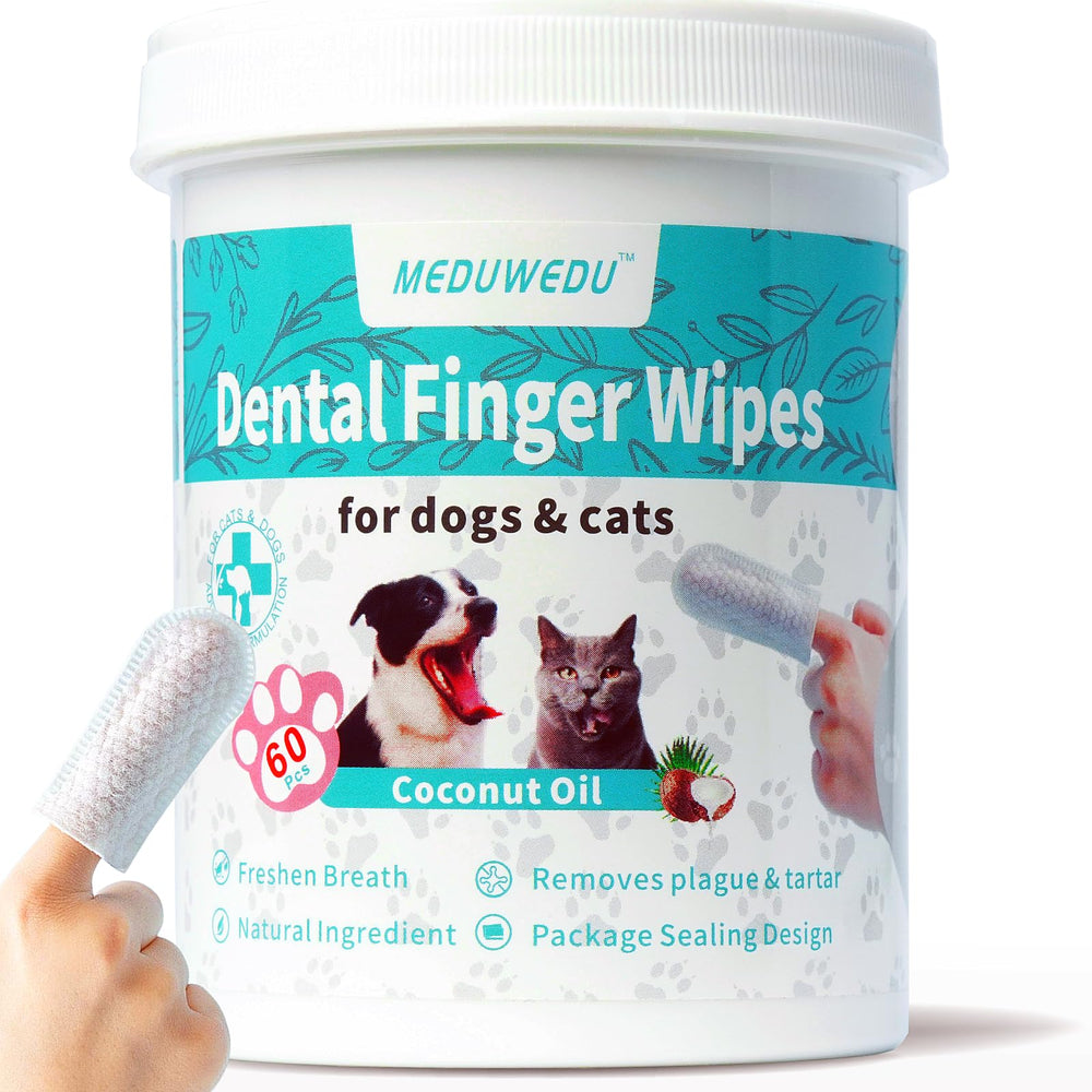 MEDUWEDU Dental Care Finger Wipes packaging for convenient pet oral hygiene.
