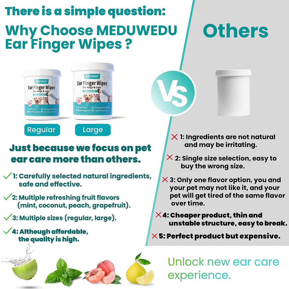MEDUWEDU regular and large-size wipes support cleaning for different ear sizes.