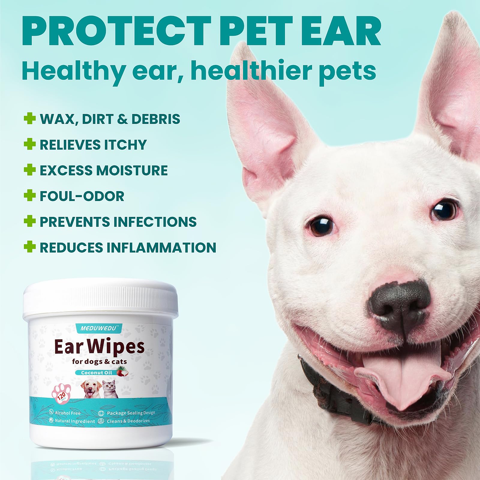 MEDUWEDU ear-wipes-sheets-texture shows non-woven wipes for comfortable cleaning and odor control