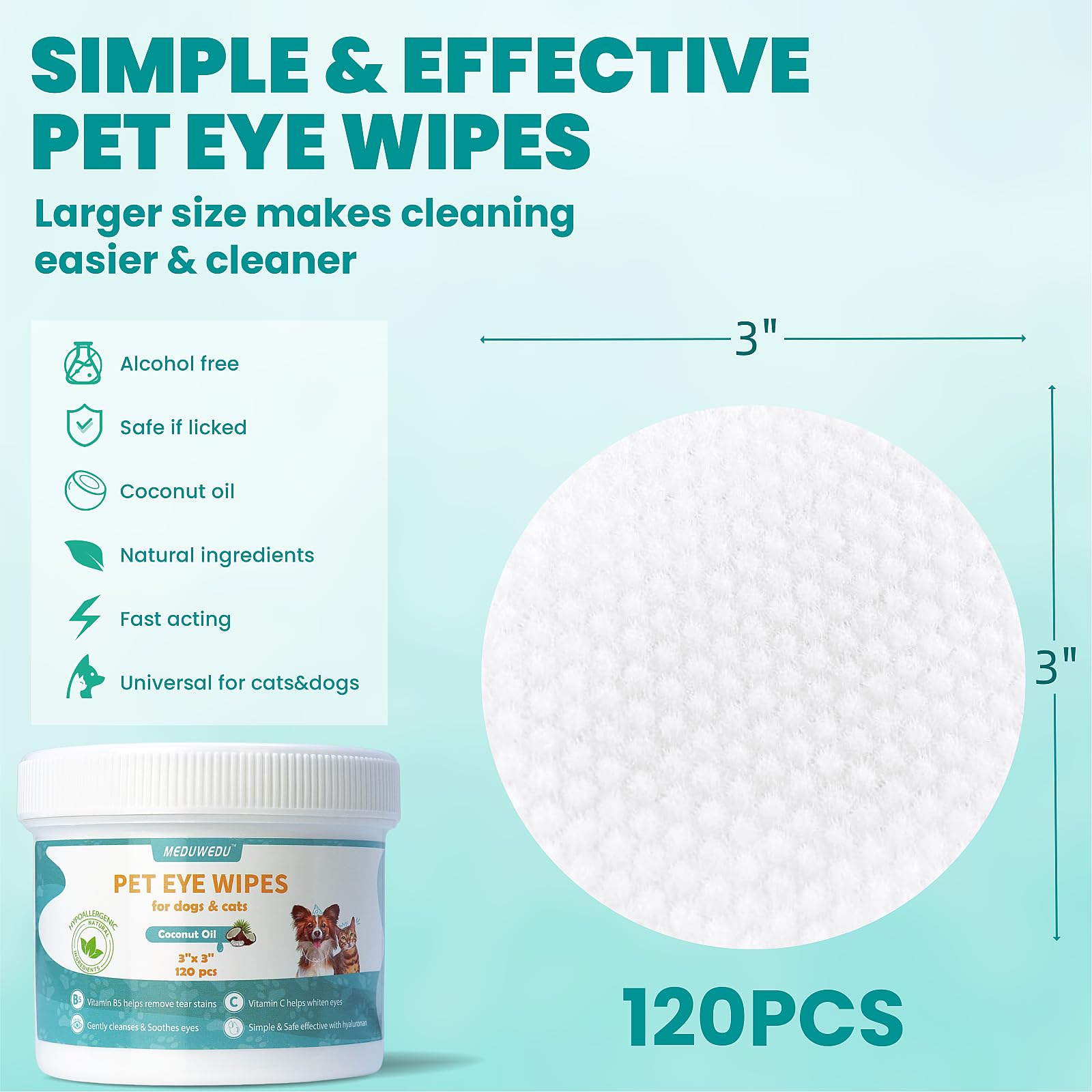 MEDUWEDU Eyes Wipes natural ingredients with aloe and honeysuckle.