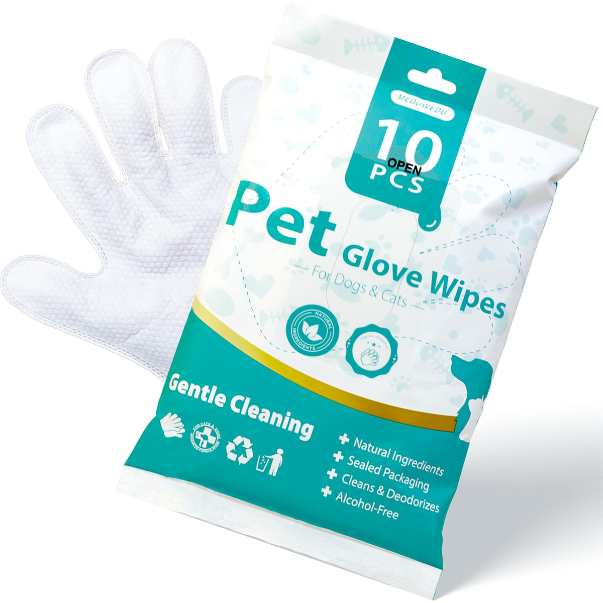 MEDUWEDU no rinse glove wipes with 5 finger design enable precise fur cleaning