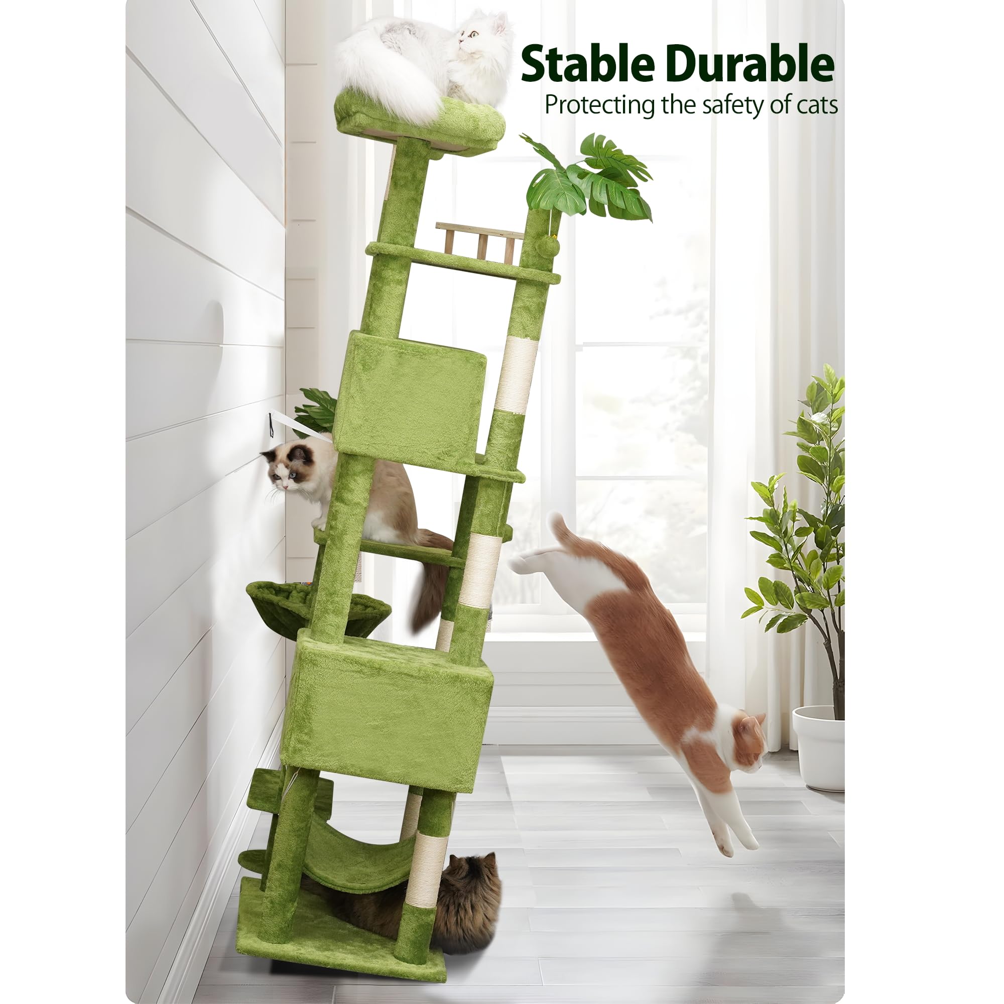 Meecal 77in cat tower anti-tip hardware and assembly guidance for stability