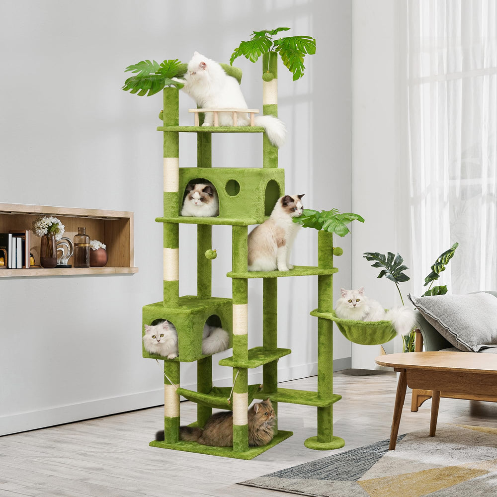 Meecal 77in cat tower with dangling balls for interactive play