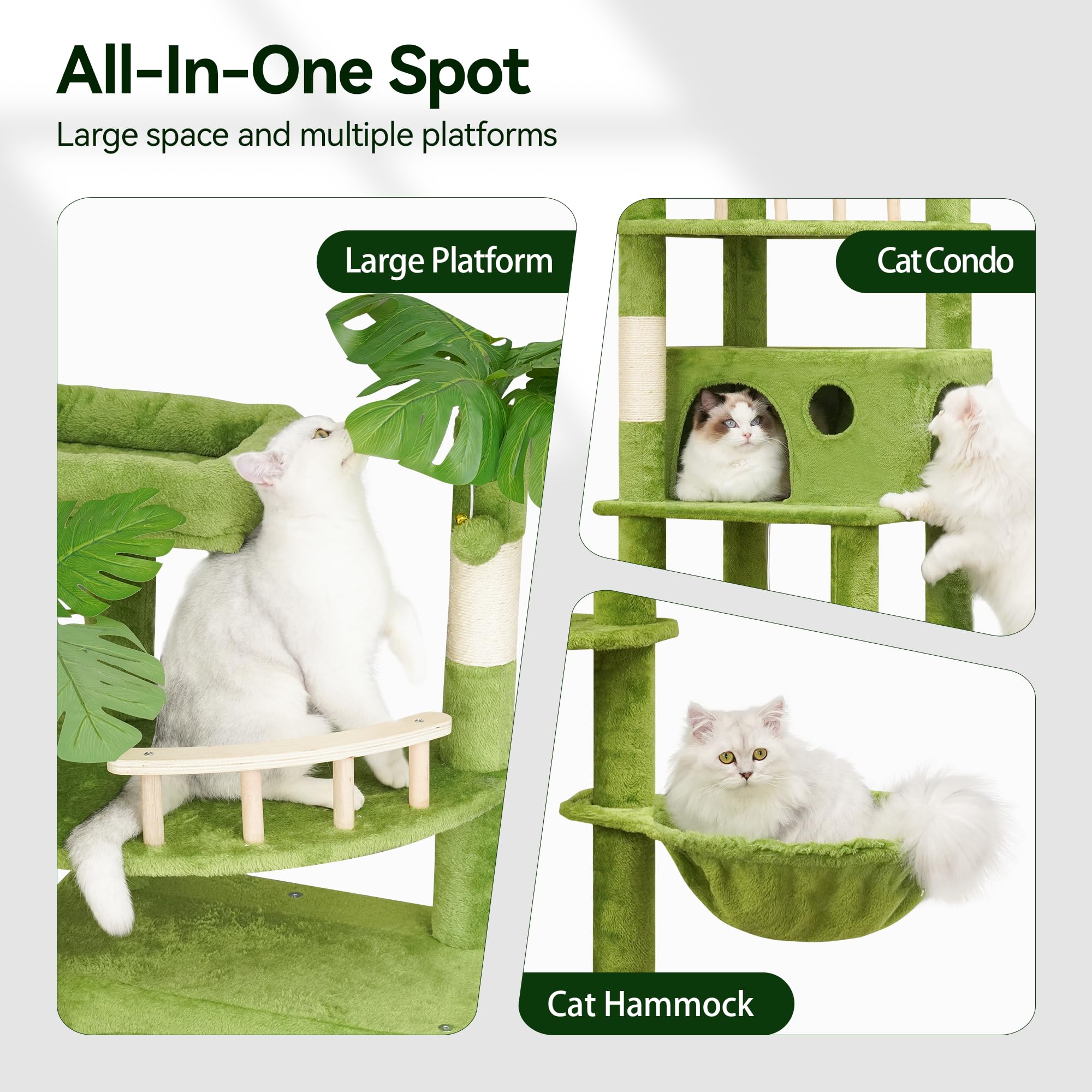 Meecal 77in cat tower features soft hammocks for comfortable lounging