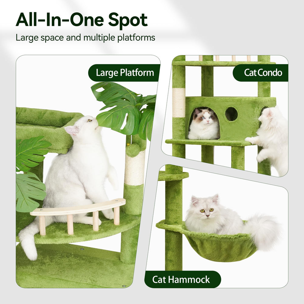 Meecal 77in cat tower features soft hammocks for comfortable lounging