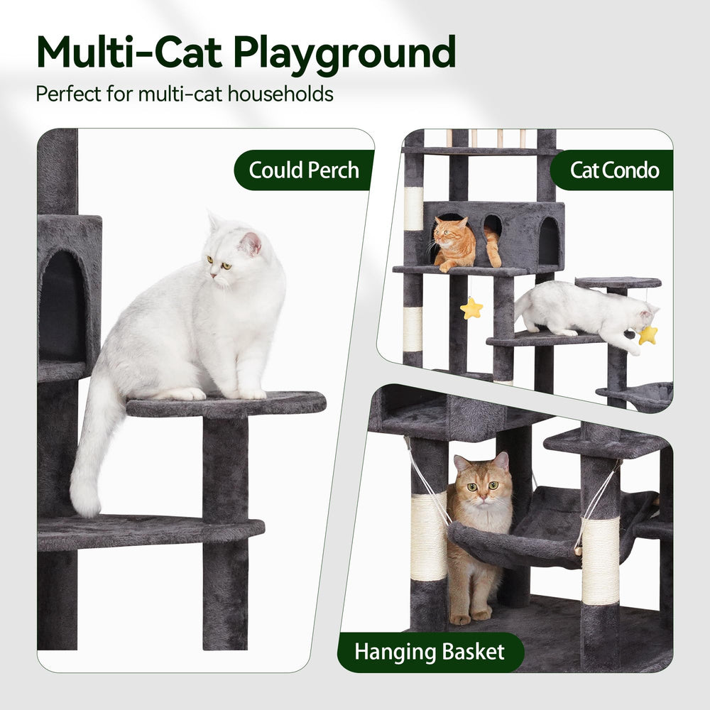 Meecal 85in Giant Cat Tree two condos provide private retreats.