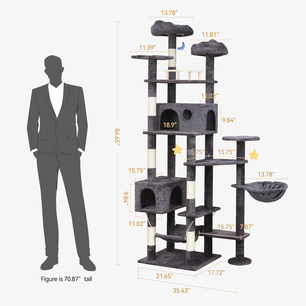 Meecal 85in Giant Cat Tree multi-level playground for several felines.
