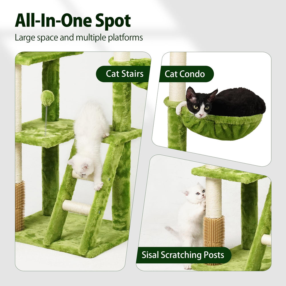 Meecal 65in cat-tree self-groomer itch relief alternative for grooming and coat care