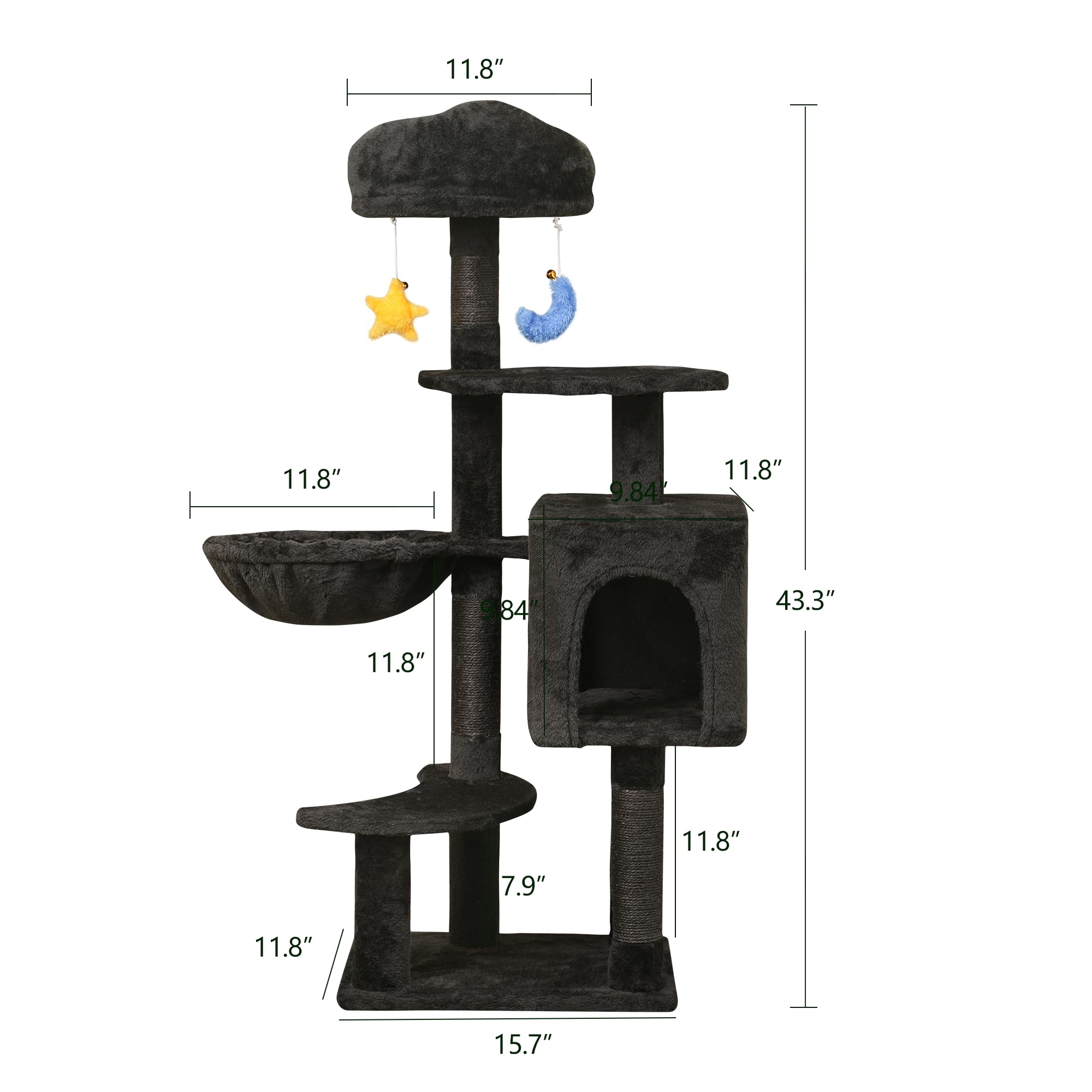 Meecal Gothic Black Cat Tree multi-level climbing for indoor exercise