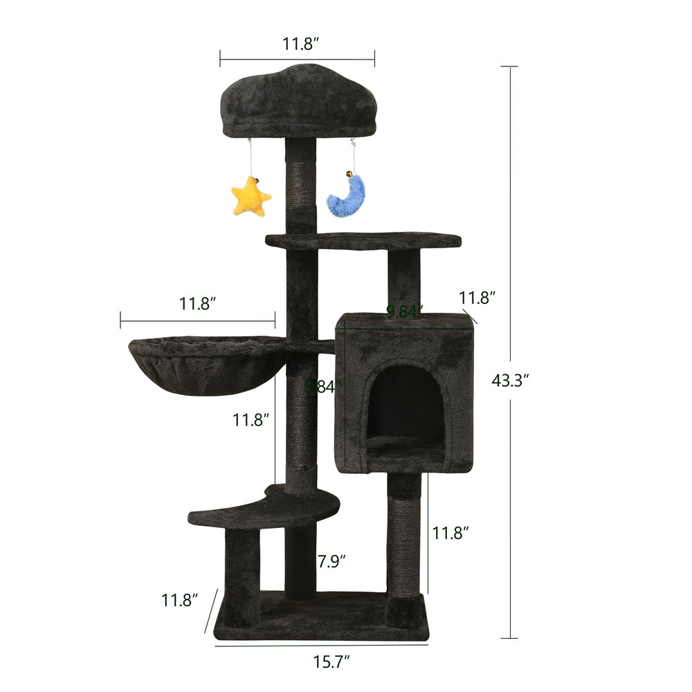 Meecal Gothic Black Cat Tree multi-level climbing for indoor exercise