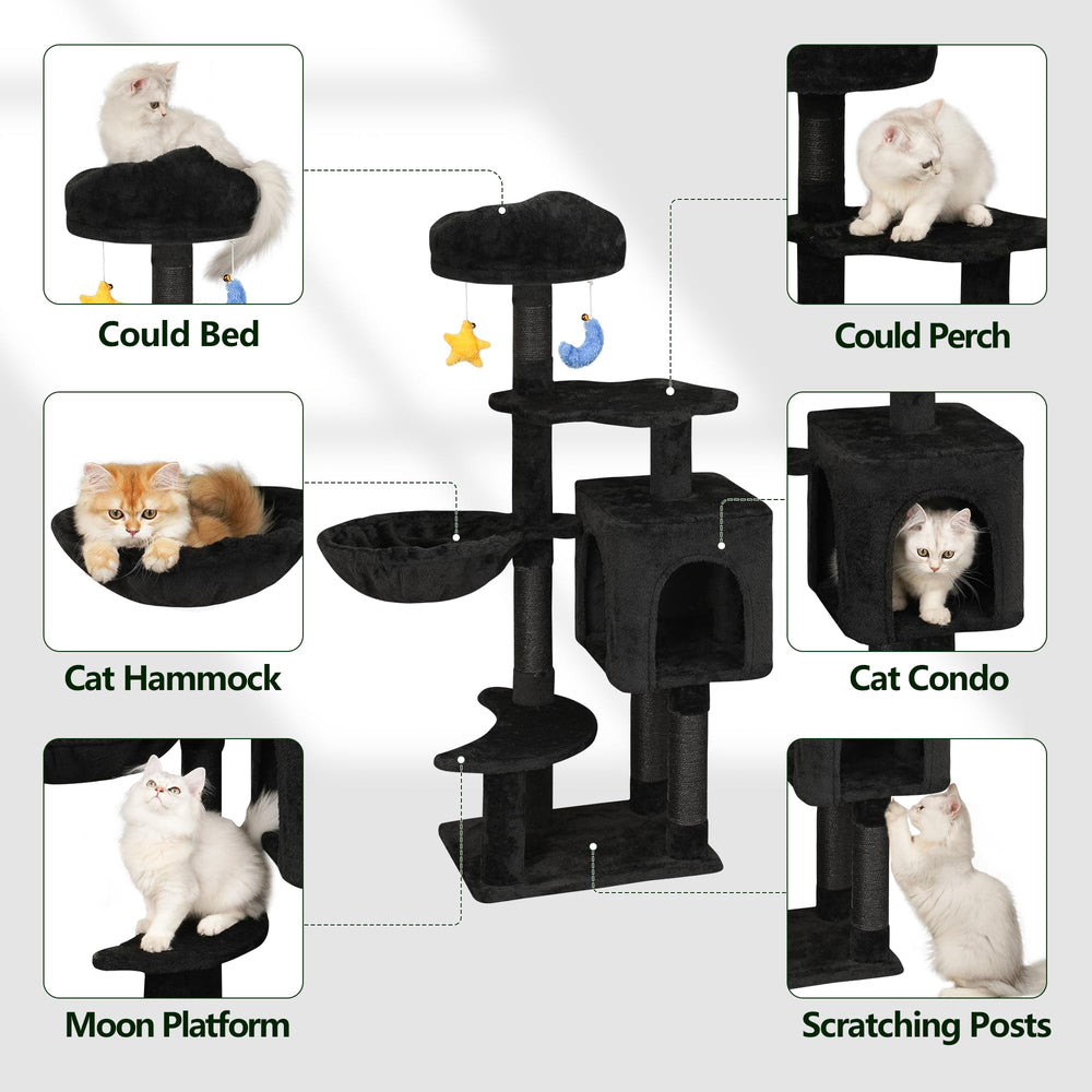 Meecal Gothic Black Cat Tree features sisal posts for satisfying scratching