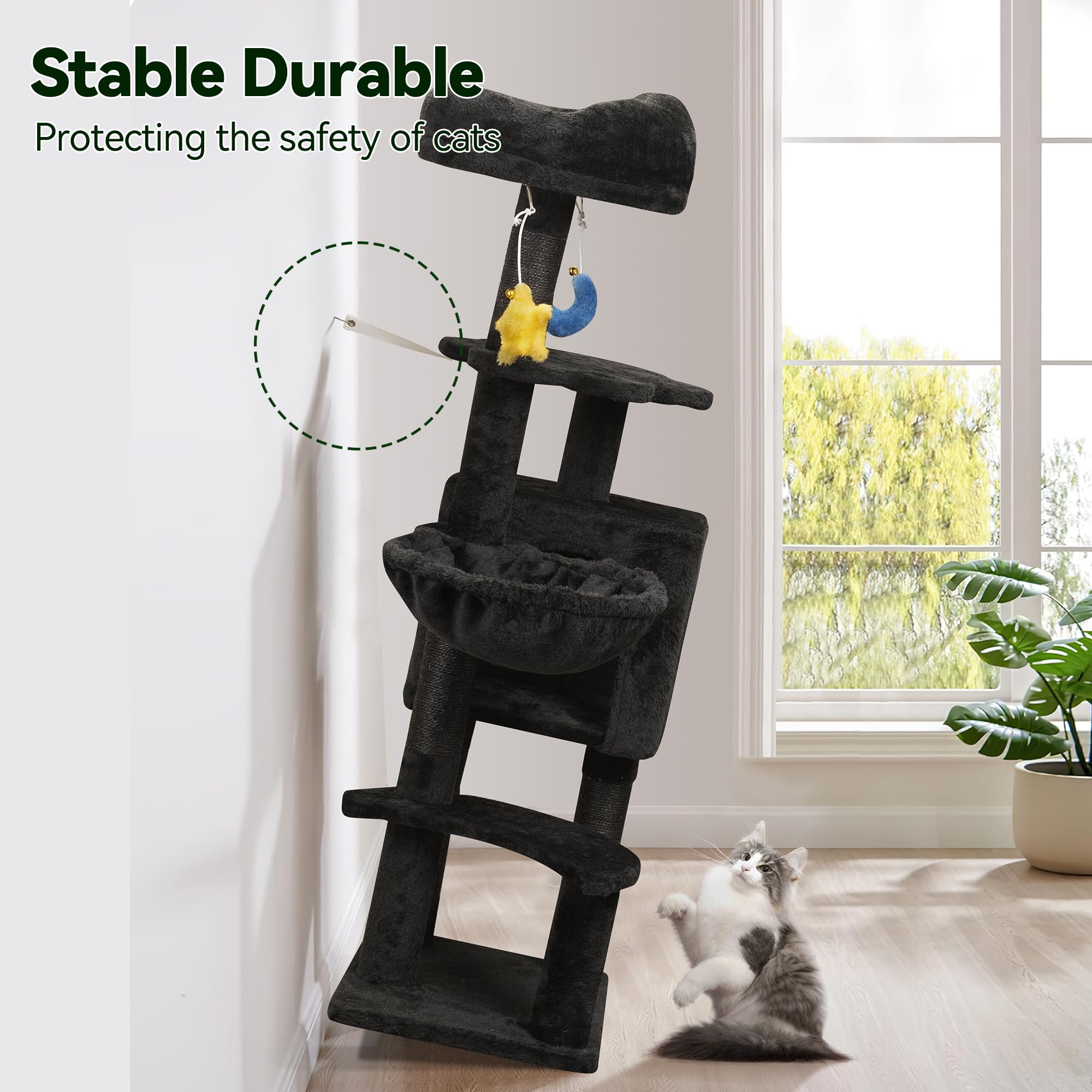 Meecal Gothic Black Cat Tree space-saving design fits small rooms