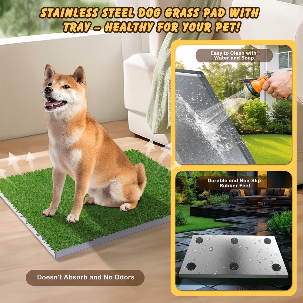 Meegood dog grass pad easy-clean system highlights simple rinse-and-replace maintenance.