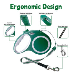 Meekamar leash highlights anti-slip ergonomic handle for steady control during walks.