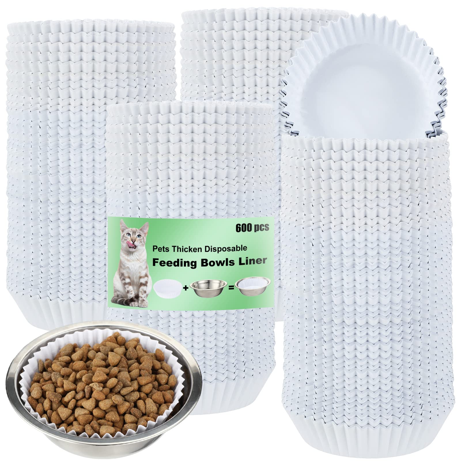 Meekoo 600pcs bowl liners in white packaging for easy restocking and reduced mess.