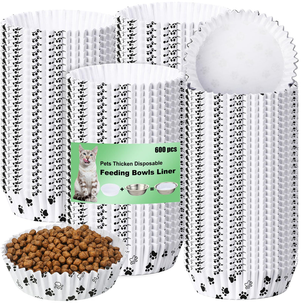 Meekoo 600pcs pet bowl liners pack keeps bowls clean for meals.