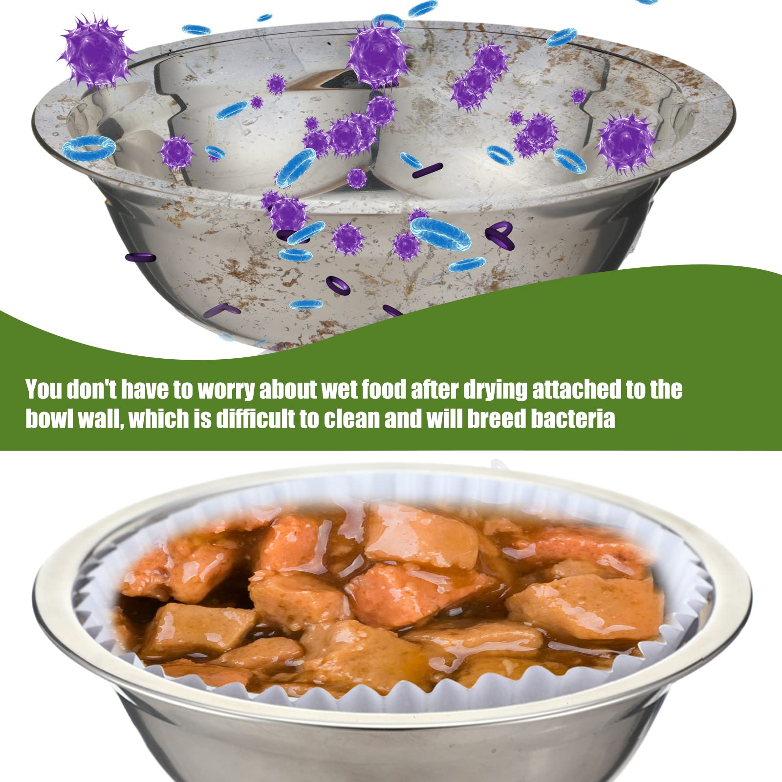 Meekoo disposable liner placed in a bowl to keep feeding area clean.