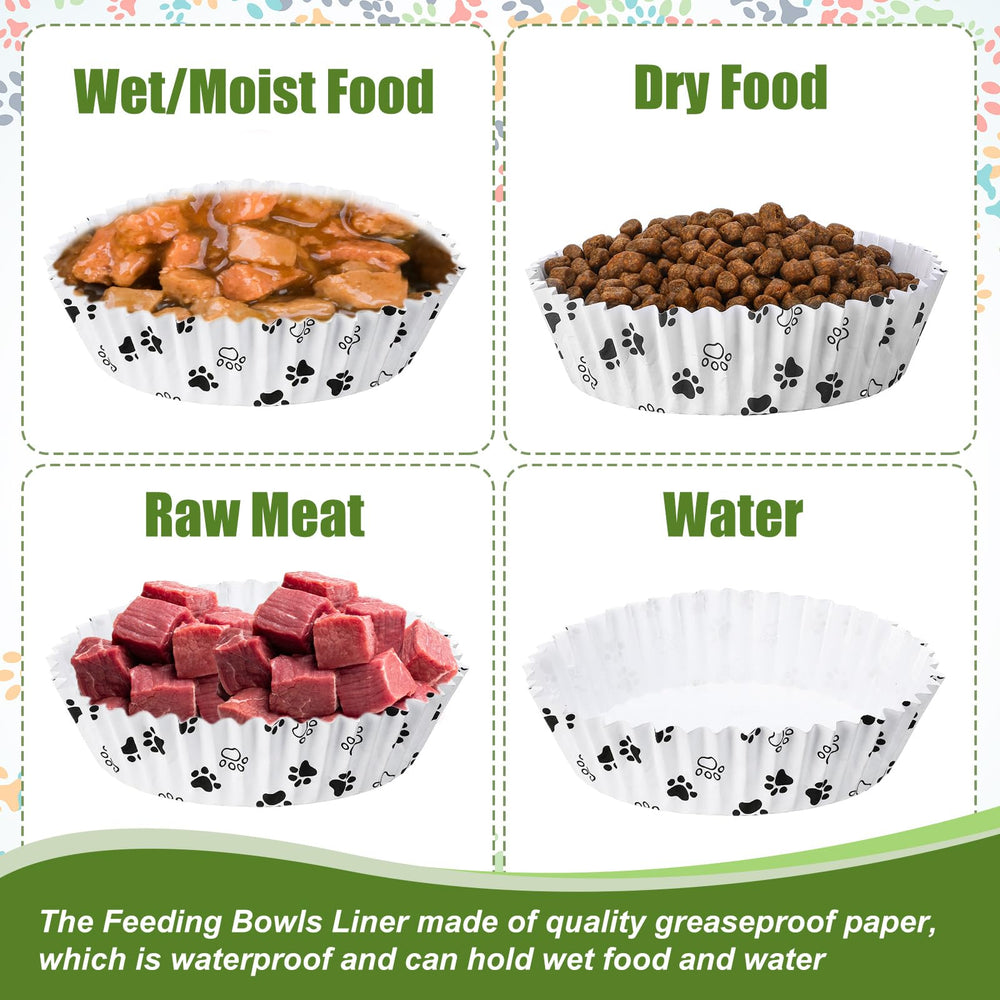 Meekoo dog-cat feeding-stations benefit from disposable liners for quick changeovers.