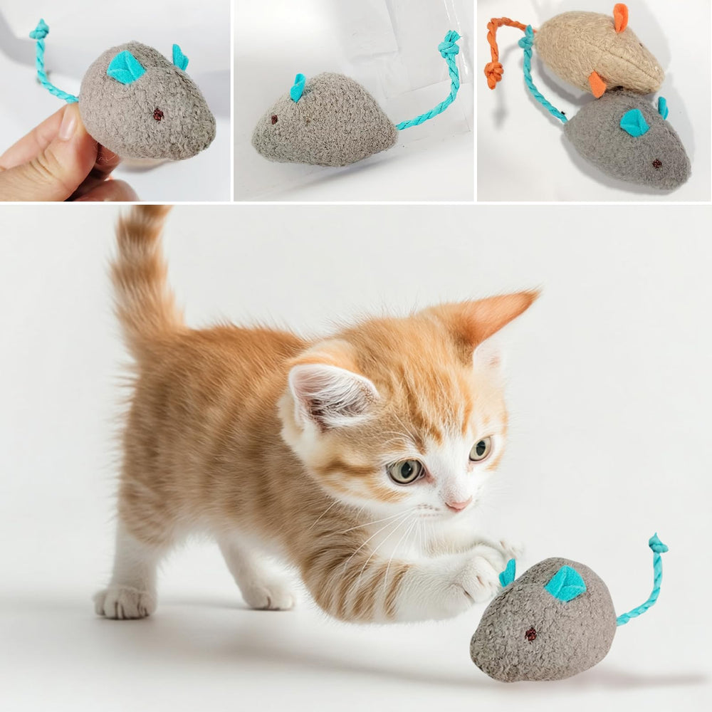 MEETCARE cat toy mouse bright tail image encourages swat and chase during play.