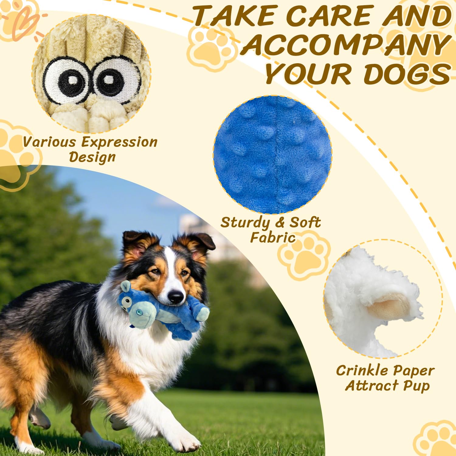 MeetYooo 3Pack squeaky dog toy—dog design ideal for fetch and supervised play.
