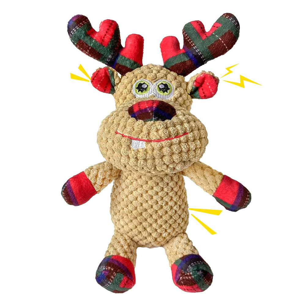 MeetYooo Christmas Elk Dog Toy with squeaker for interactive festive play