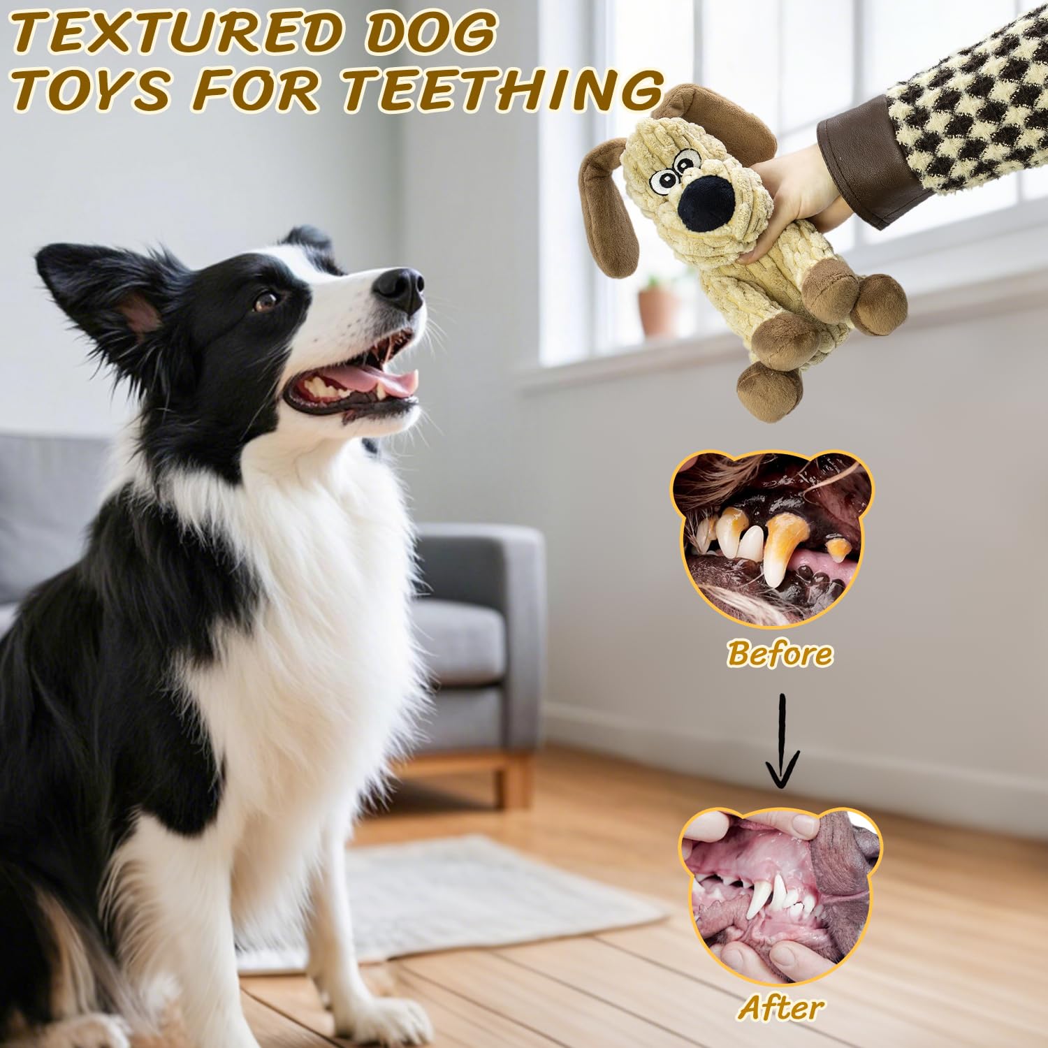 MeetYooo crinkle-inside detail—long-lasting plush toy for chewers.