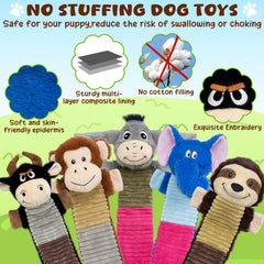 MeetYooo elephant plush no-stuffing toy with squeaker for curious chewers and play keeps.
